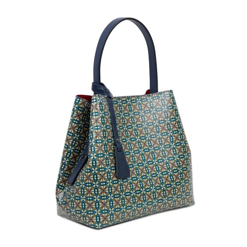 Geanta piele bleumarin cu imprimeu GF2507
