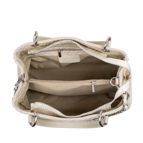 Geanta piele bej impletita GF2516