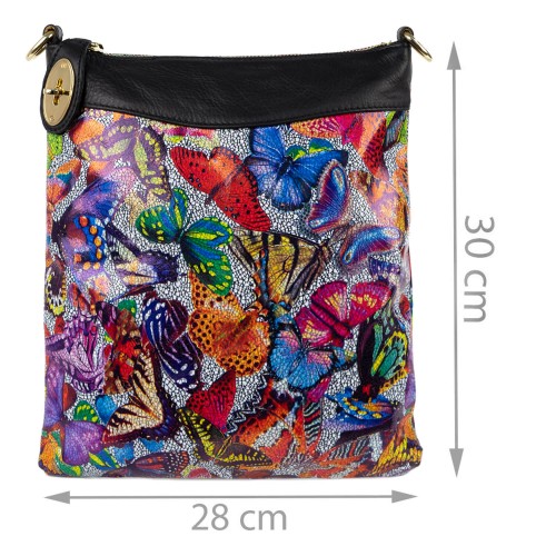 Geanta piele neagra cu fluturi GF252