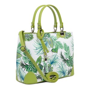 Geanta piele verde cu imprimeu GF2574