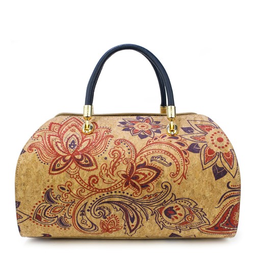 Geanta piele imprimeu paisley/ bleumarin GF261