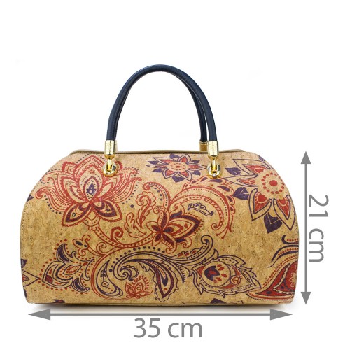 Geanta piele imprimeu paisley/ bleumarin GF261