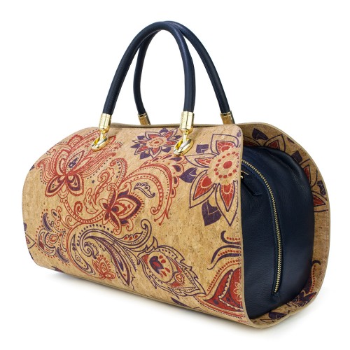 Geanta piele imprimeu paisley/ bleumarin GF261