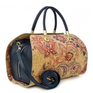 Geanta piele imprimeu paisley/ bleumarin GF261