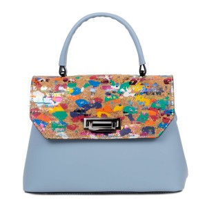 Geanta piele bleumarin prafuit /paisley GF2635