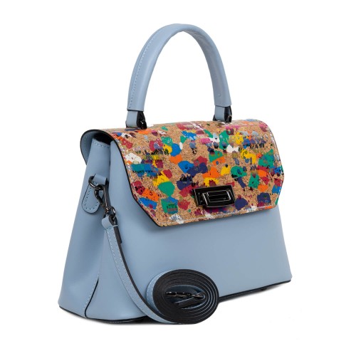 Geanta piele bleumarin prafuit /paisley GF2635