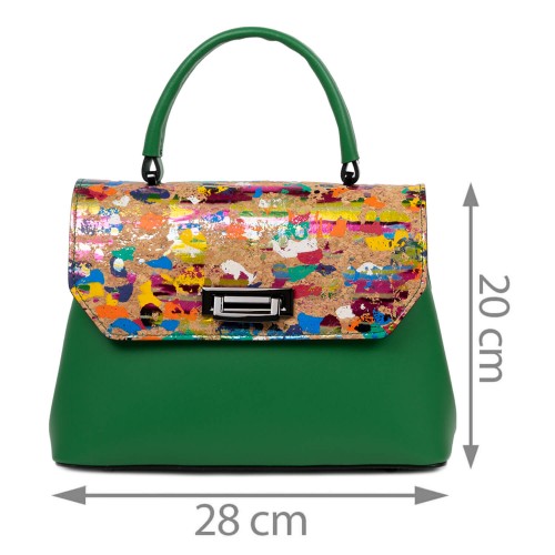 Geanta piele naturala verde/paisley GF2637