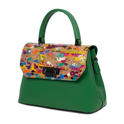 Geanta piele naturala verde/paisley GF2637