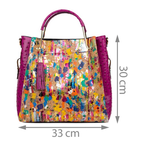 Geanta piele roz inchis /paisley GF2647