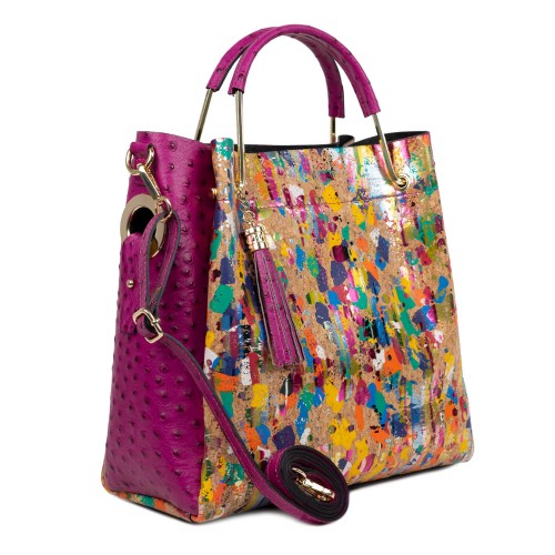 Geanta piele roz inchis /paisley GF2647