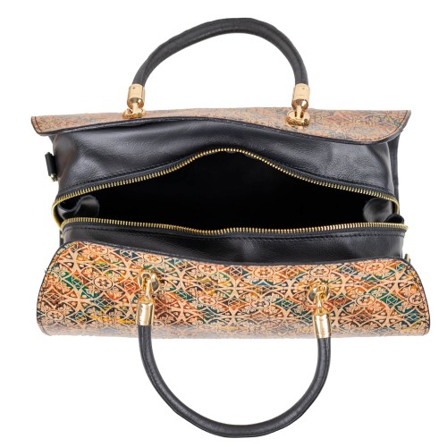 Geanta piele cu imprimeu paisley /negru GF2648