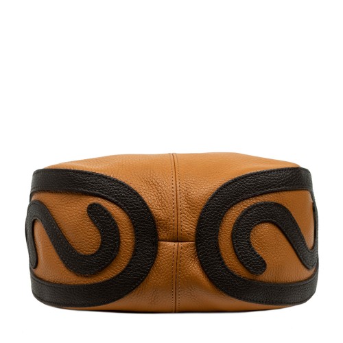 Geanta piele maro camel cu ciucuri GF265