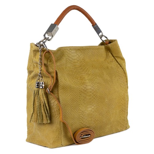 Geanta piele cappuccino cu imprimeu GF268