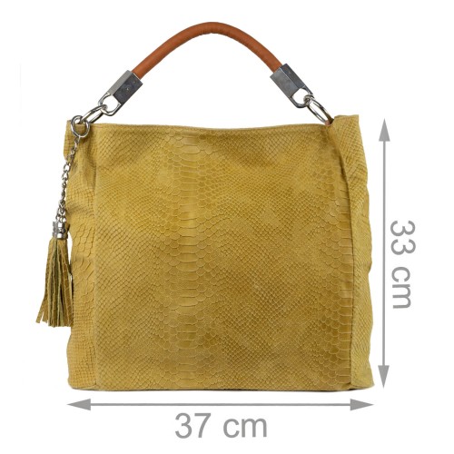 Geanta piele cappuccino cu imprimeu GF268