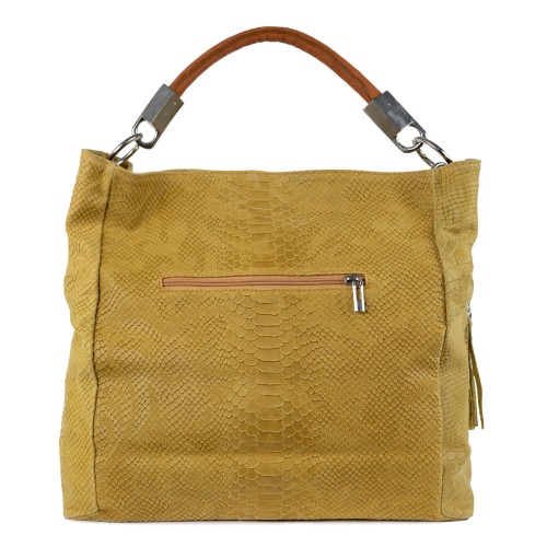 Geanta piele cappuccino cu imprimeu GF268
