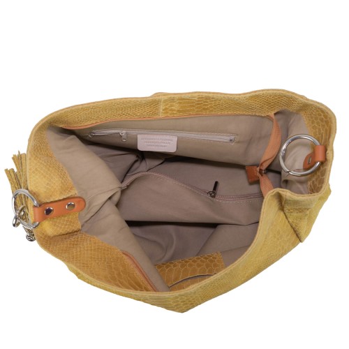Geanta piele cappuccino cu imprimeu GF268