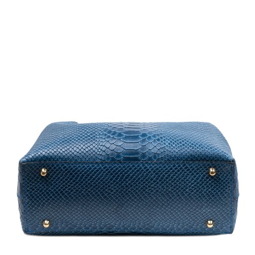Geanta piele bleumarin cu imprimeu GF2776