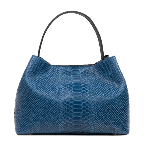 Geanta piele bleumarin cu imprimeu GF2776