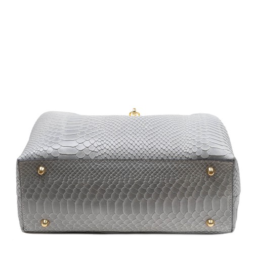 Geanta piele gri cu imprimeu GF2778