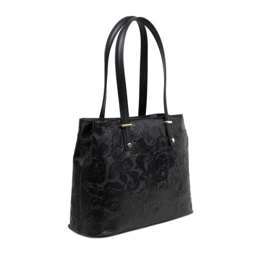 Geanta dama piele neagra cu imprimeu GF2781