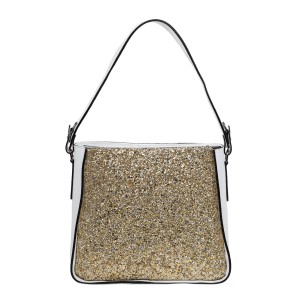 Geanta dama piele alba cu glitter GF2786