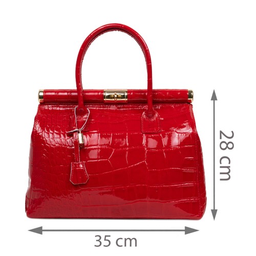 Geanta piele rosie lacuita GF2809