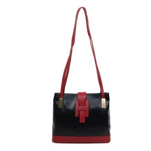 Geanta piele negru/rosu GF2867