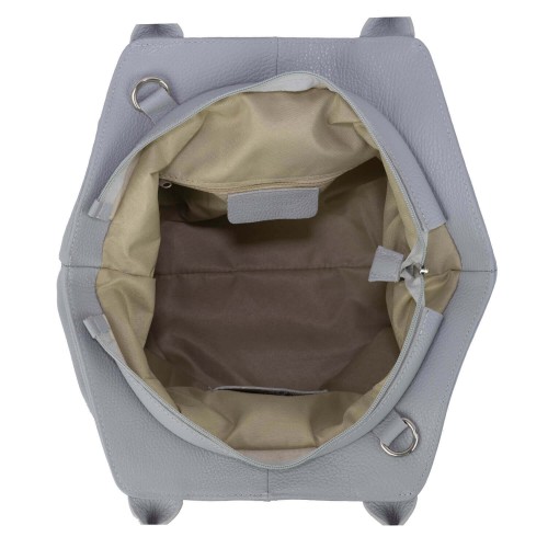 Geanta piele gri deschis cu ciucuri GF302