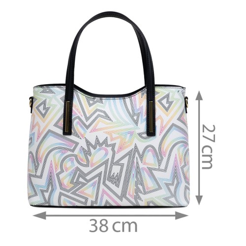 Geanta dama piele neagra/alb multicolor GF3028