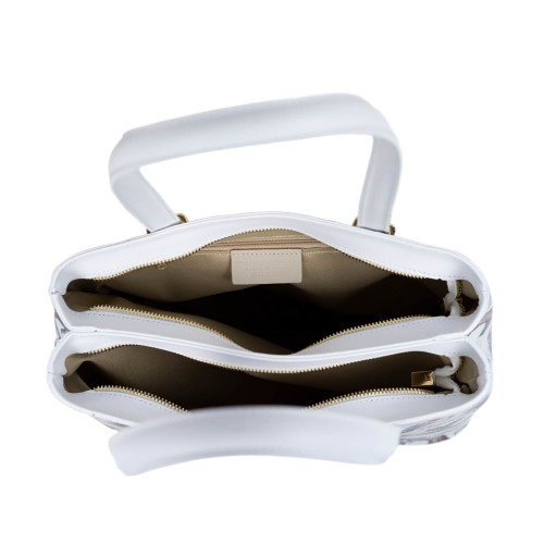 Geanta piele alba cu imprimeu GF3029