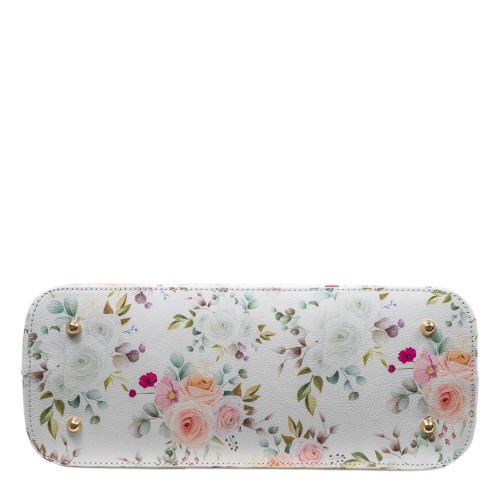 Geanta piele roz pal imprimeu floral GF3031