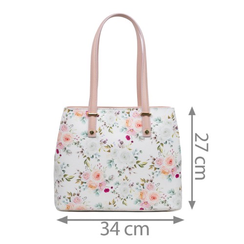 Geanta piele roz pal imprimeu floral GF3031