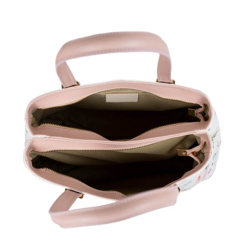 Geanta piele roz pal imprimeu floral GF3031