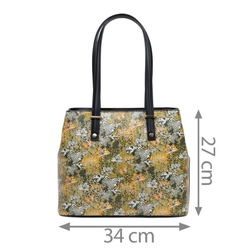 Geanta piele neagra animal print GF3032