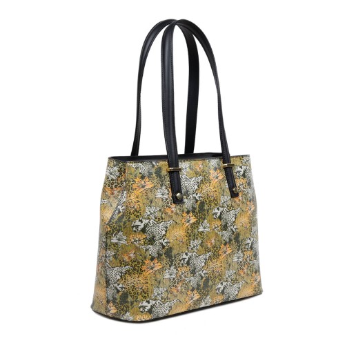 Geanta piele neagra animal print GF3032