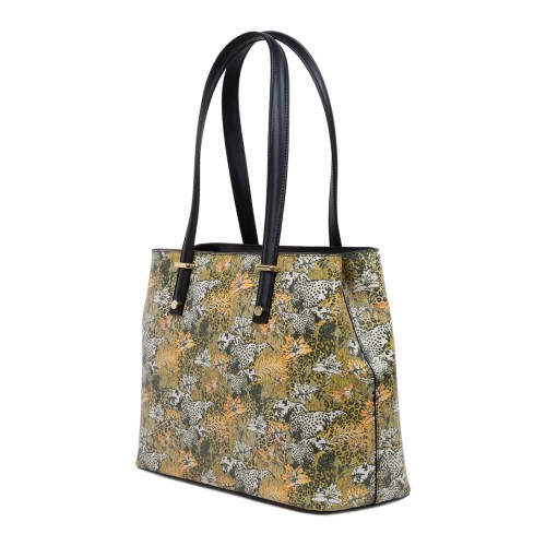 Geanta piele neagra animal print GF3032