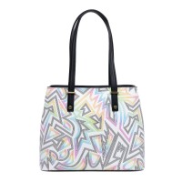 Geanta piele neagra imprimeu multicolor GF3033