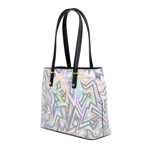 Geanta piele neagra imprimeu multicolor GF3033