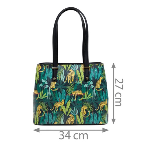 Geanta piele neagra animal print GF3036
