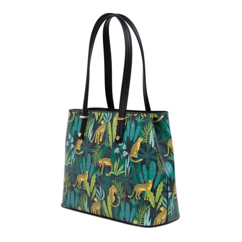 Geanta piele neagra animal print GF3036