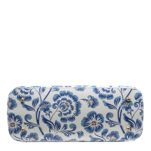 Geanta piele gri deschis imprimeu floral GF3037