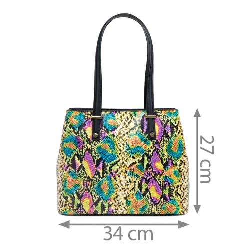Geanta piele neagra imprimeu sarpe GF3040