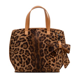 Geanta dama piele maro deschis imprimeu animal print GF3044