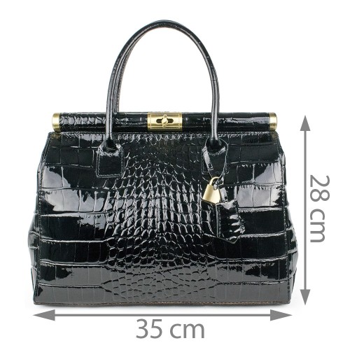 Geanta piele neagra lacuita GF306