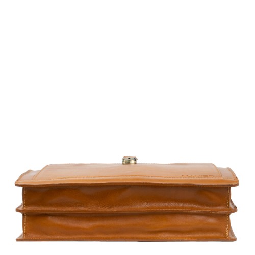 Geanta piele maro camel tip servieta GF308