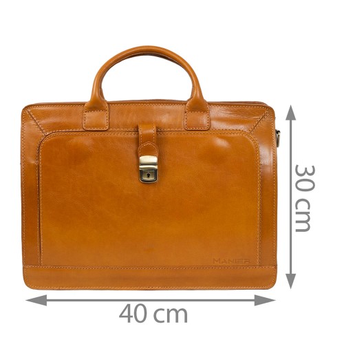 Geanta piele maro camel tip servieta GF308