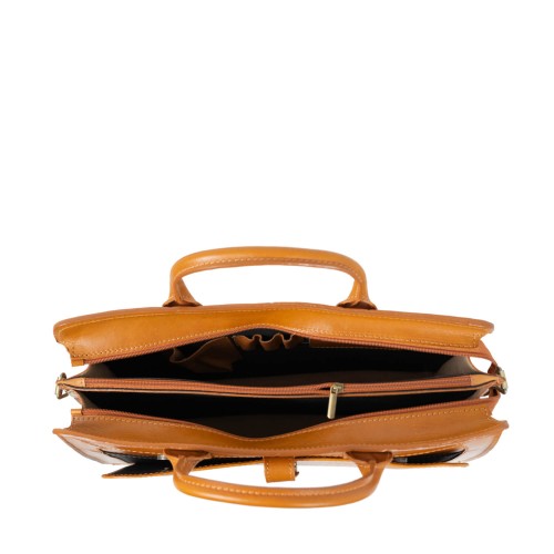 Geanta piele maro camel tip servieta GF308