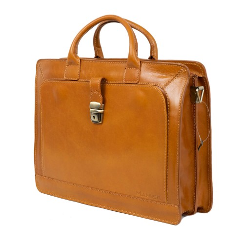 Geanta piele maro camel tip servieta GF308