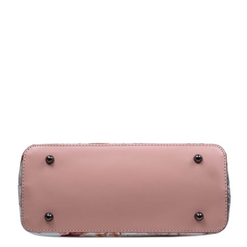 Geanta piele roz prafuit imprimeu floral GF3096