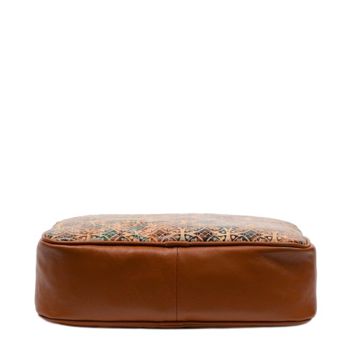 Geanta dama piele maro deschis cu imprimeu paisley GF3157